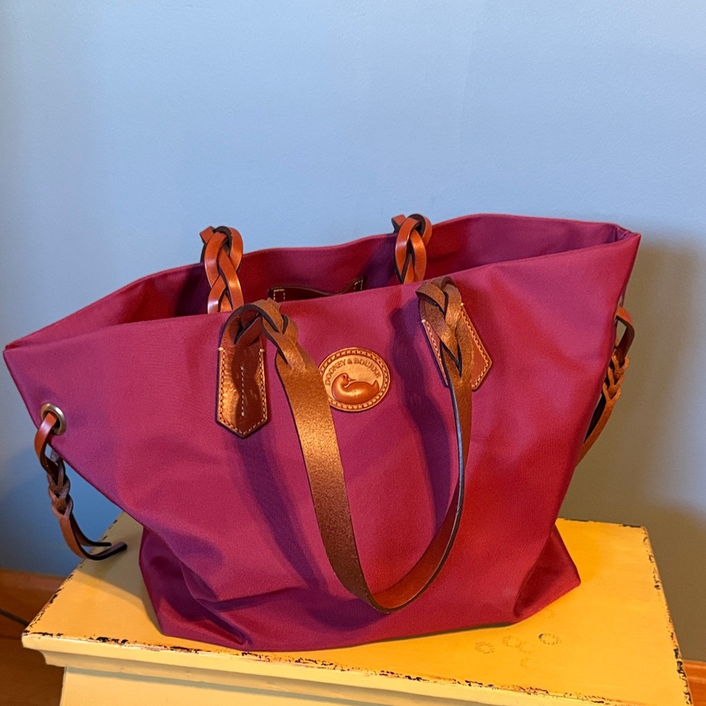 Dooney & Bourke Magenta Tote with Brown Accents